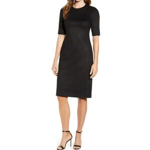 Anne Klein Black Faux Suede Scuba Dress